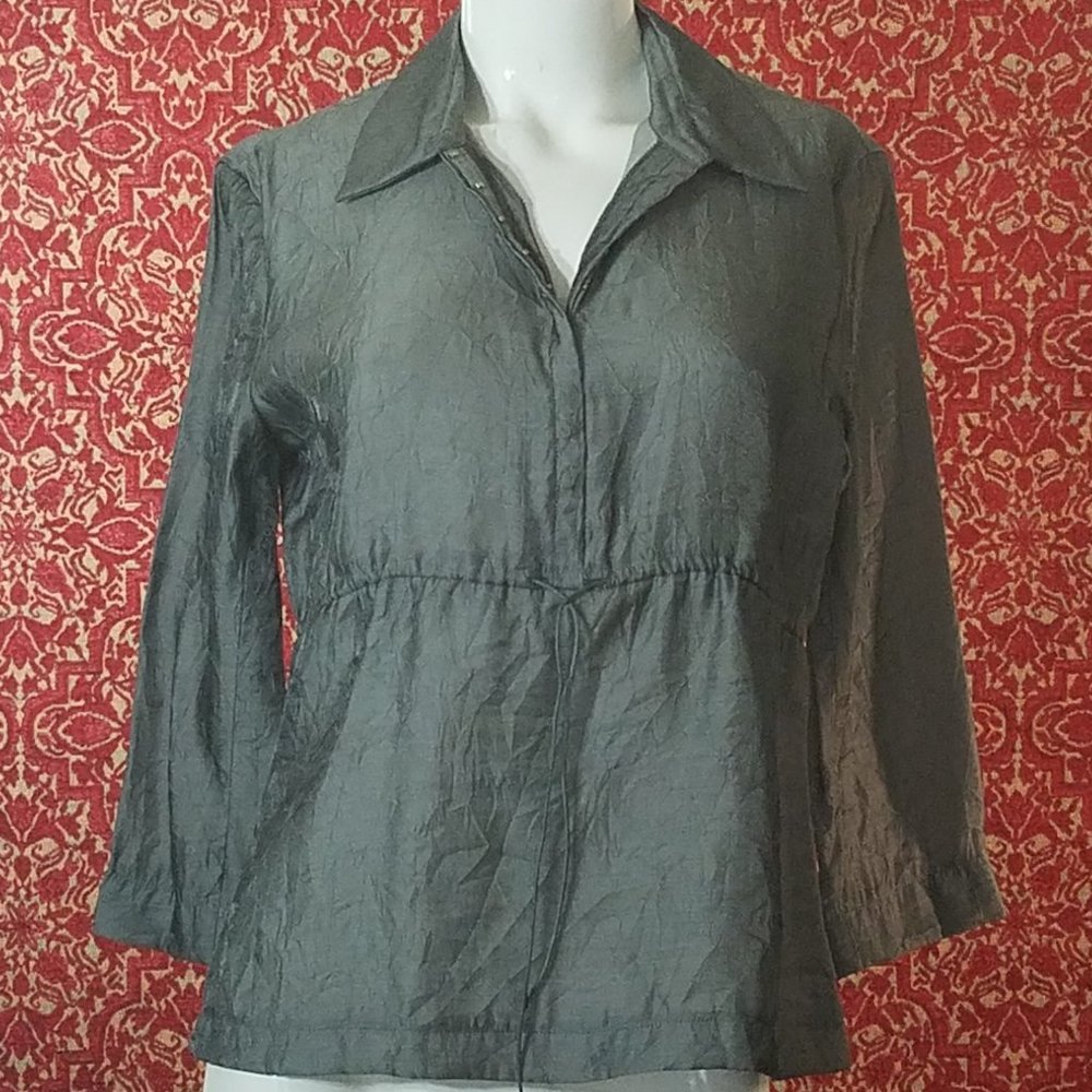 MELANi Gray polyester 3/4 sleeve blouse S